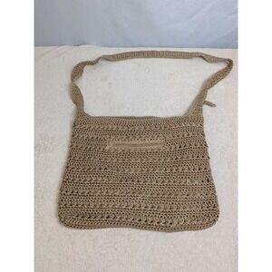 Crochet Crossbody Bag Boho Knit Textured Shoulder Bag Tan Neutral Artisan